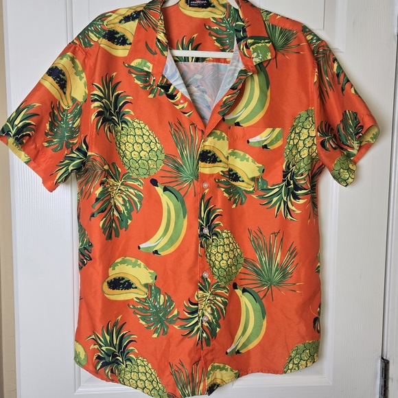 South Pole Tropical Fruit Print Shirt Retro Button Down Casual BOLD SUMMER Lg - Picture 4 of 16